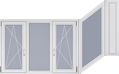 Пластиковая конструкция остекления балкона формы "сапожок"в доме серии П-44Т